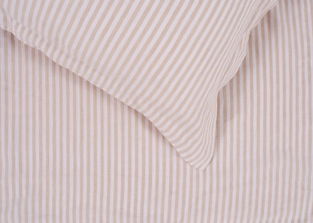 Washed Linen Blend Natural Stripe Oxford Pillowcase