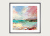 Turquoise Sea, Pink Sky by Lesley Birch Framed Print