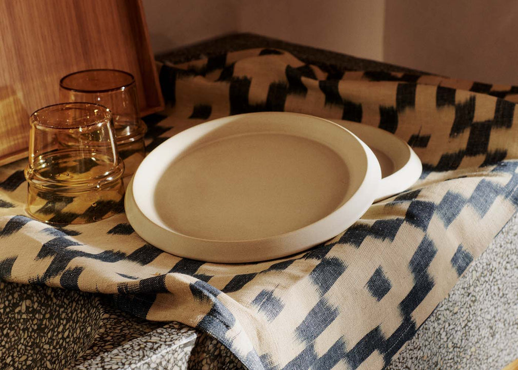 Ikat Tea Towel Ink Blue & Off White
