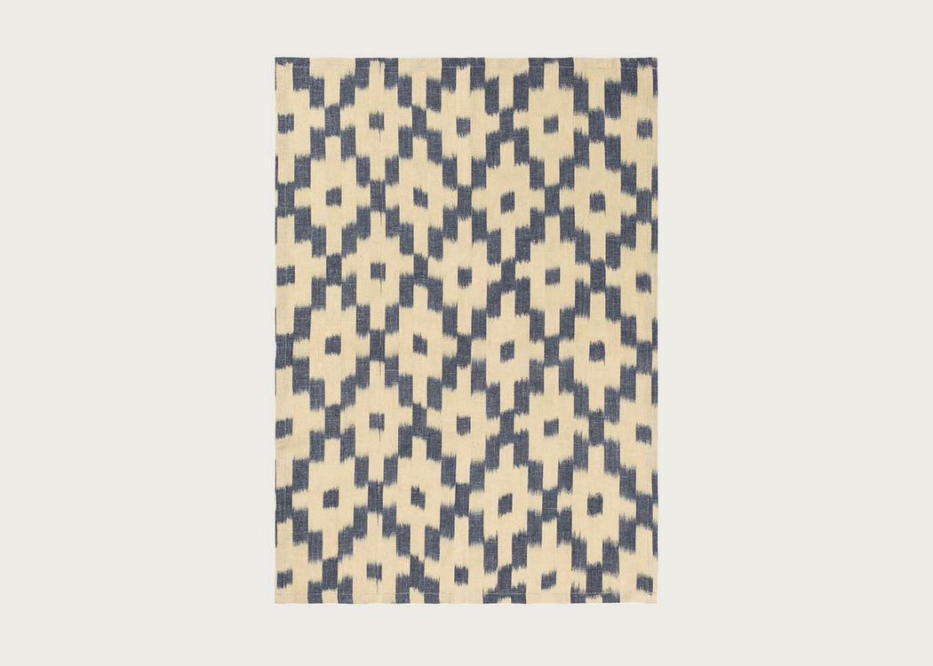 Ikat Tea Towel Ink Blue & Off White