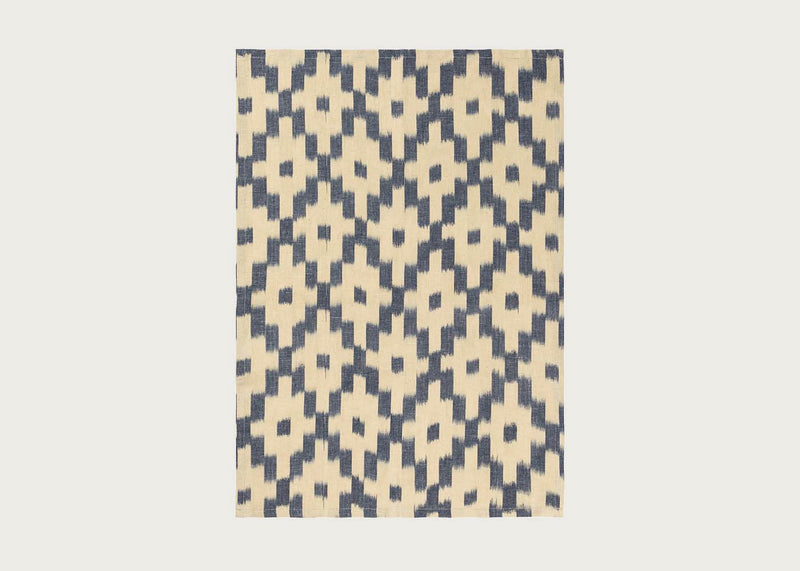 Ikat Tea Towel Ink Blue & Off White
