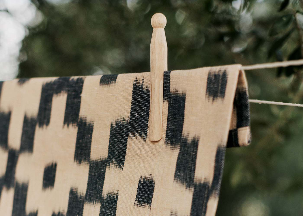 Ikat Tea Towel Ink Blue & Off White