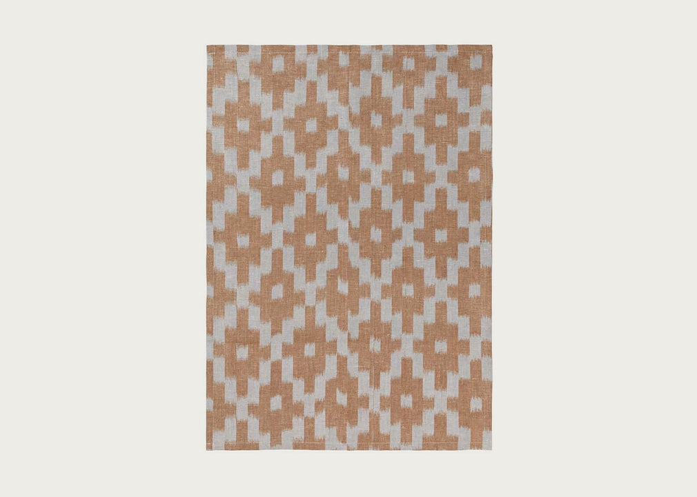 Ikat Tea Towel Mist Blue & Terracotta