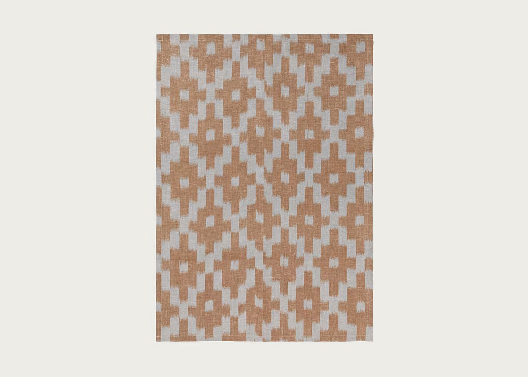 Ikat Tea Towel Mist Blue & Terracotta