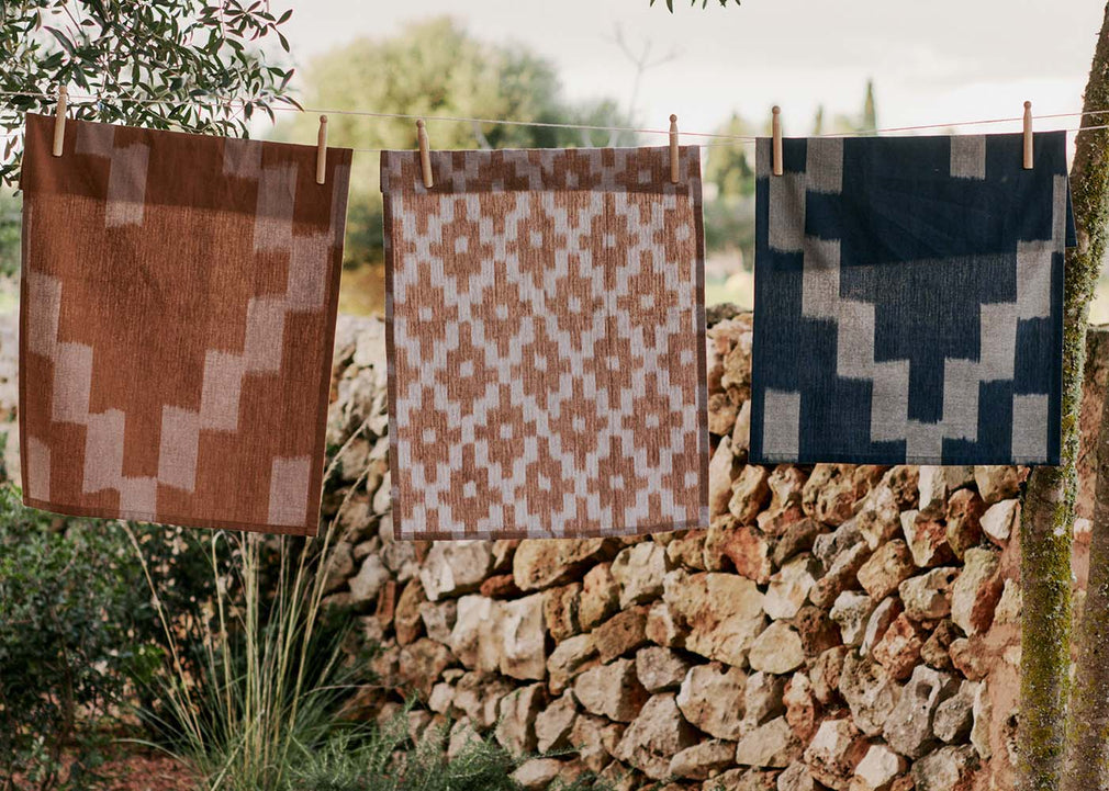Ikat Tea Towel Ink Blue & Parchment