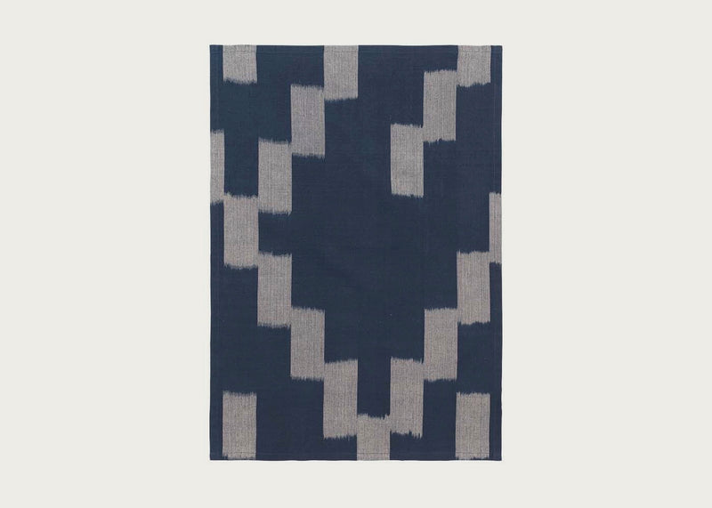 Ikat Tea Towel Ink Blue & Parchment