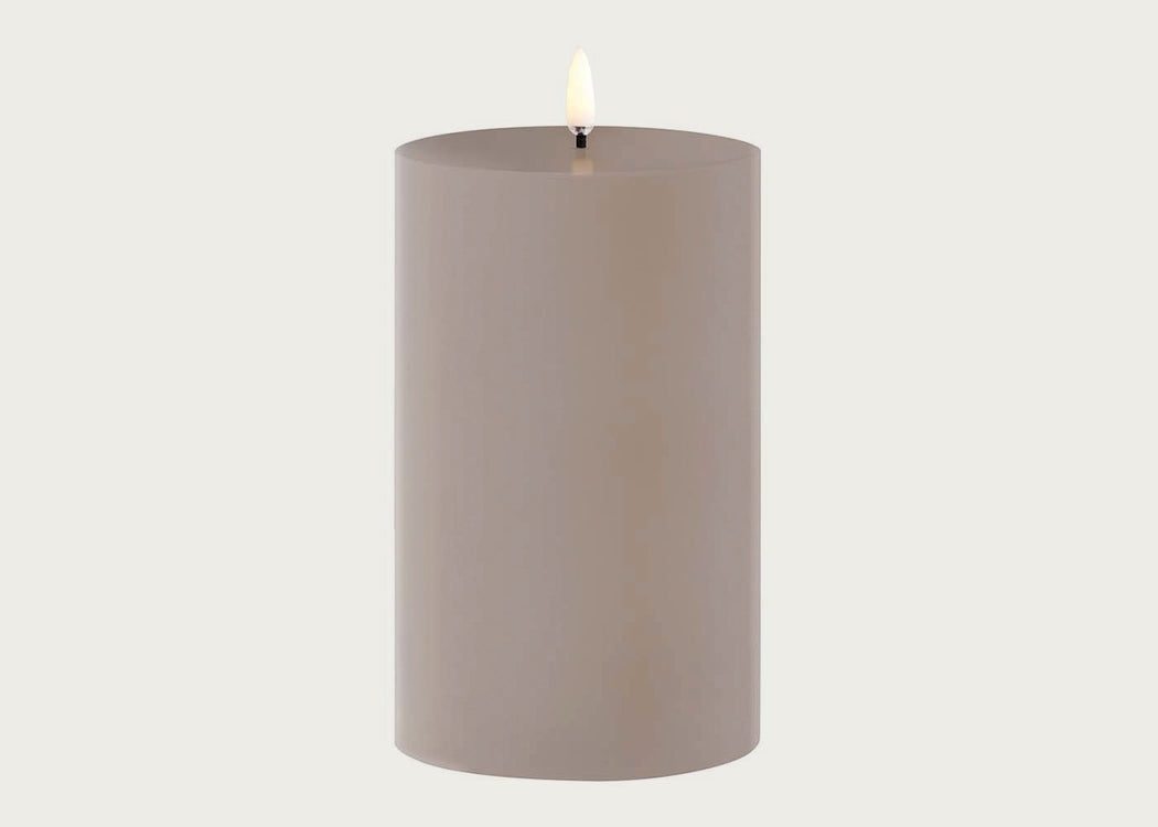 LED Outdoor Pillar Candle Sandstone 8.4 x 15cm