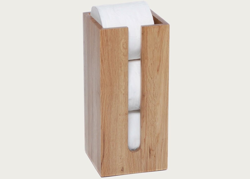 Wood Toilet Roll Box Natural Oak