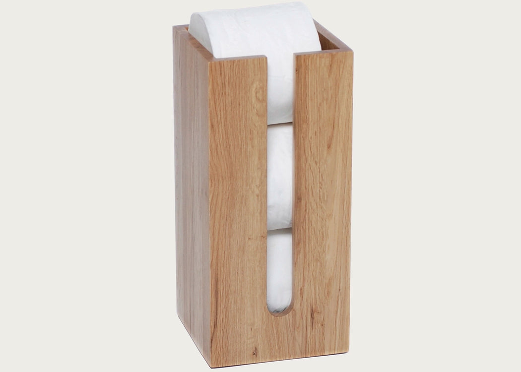 Wood Toilet Roll Box Natural Oak