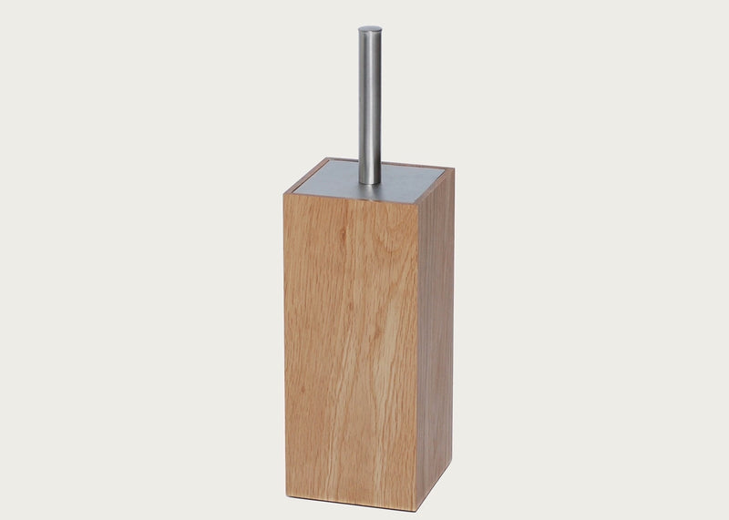 Wooden Toilet Brush and Holder Natural Oak