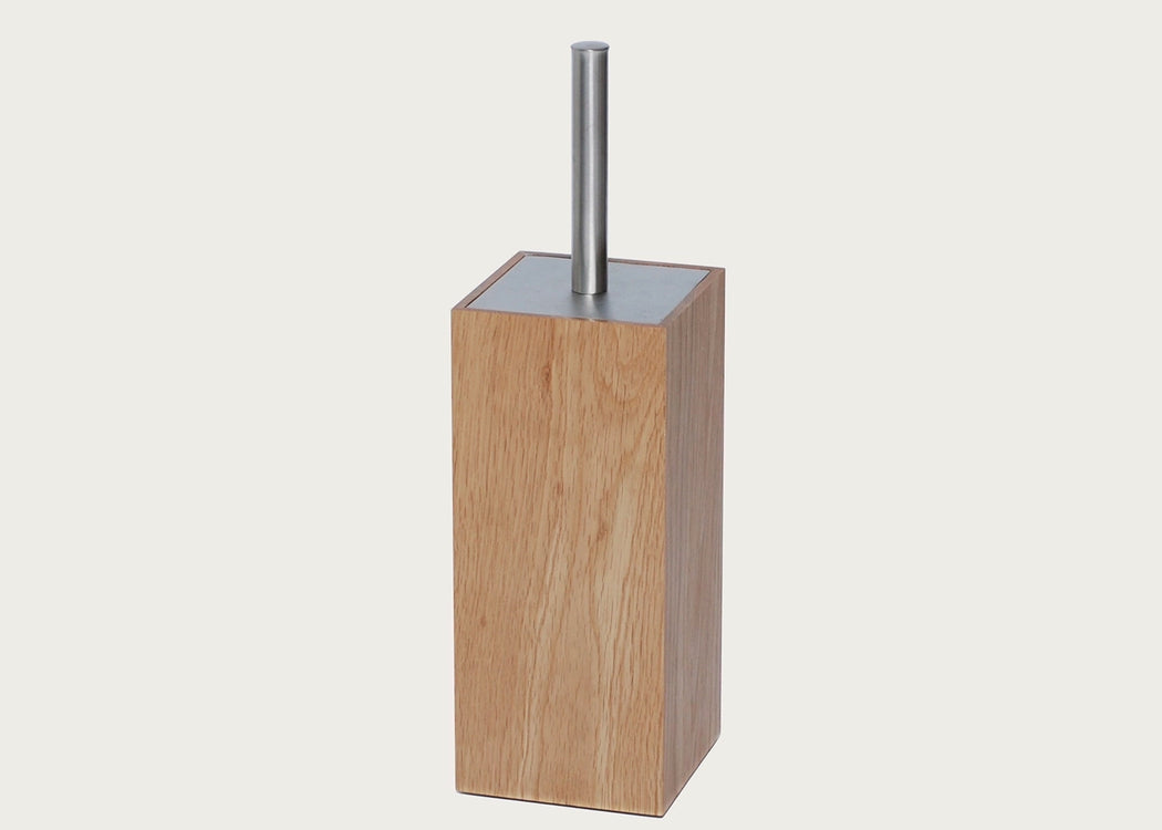 Wooden Toilet Brush and Holder Natural Oak