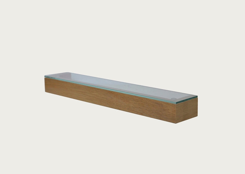 Slim Shelf Wood with Glass Natural Oak
