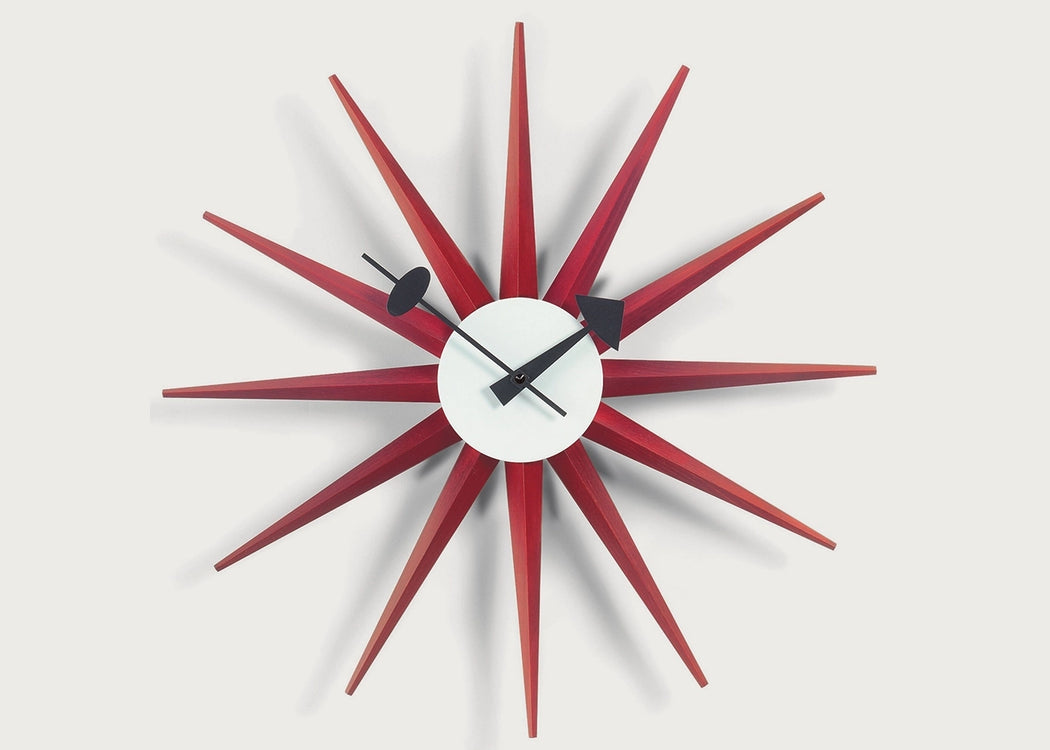 Sunburst Red Wall Clock