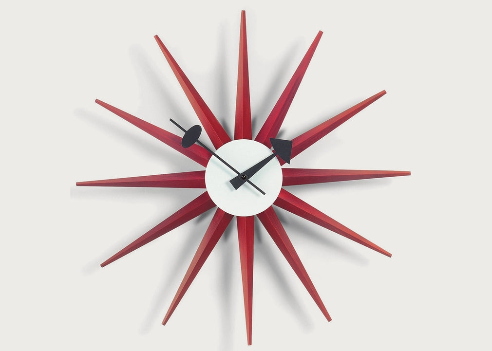 Sunburst Red Wall Clock