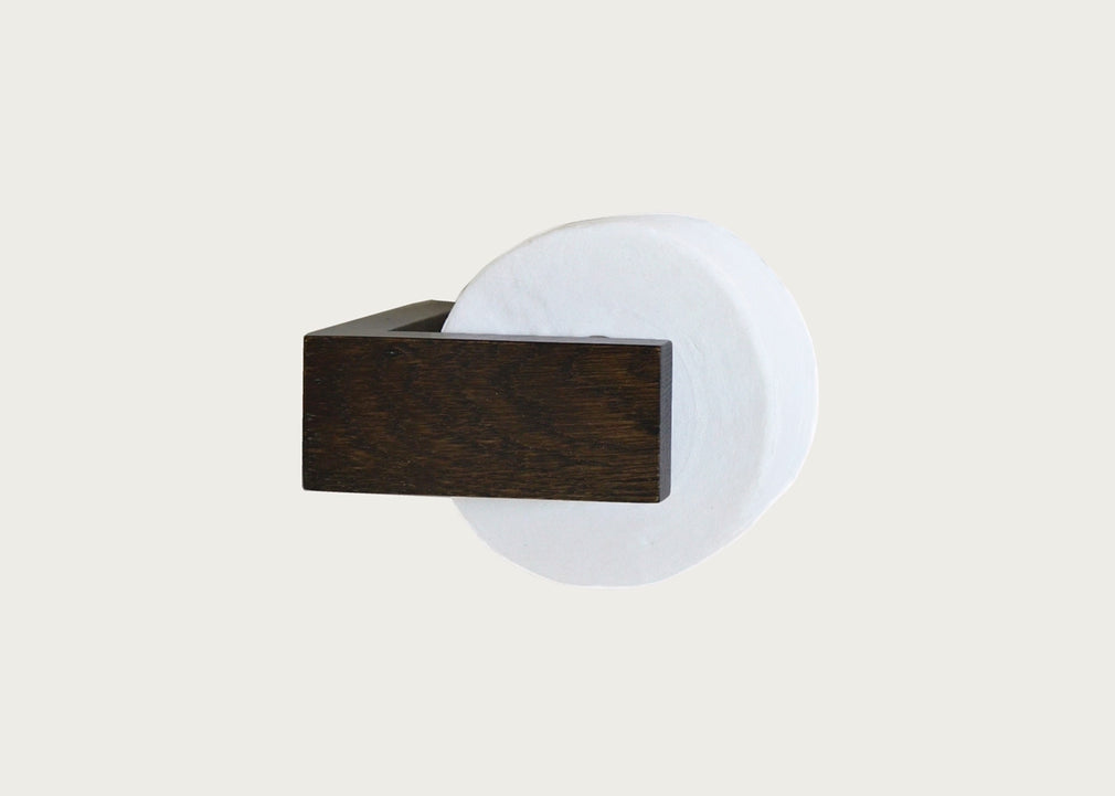 Wood Wall Mounted Toilet Roll Holder Dark Oak