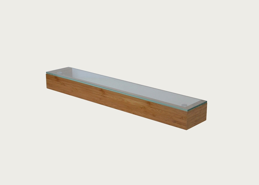 Slim Shelf Wood with Glass Bamboo