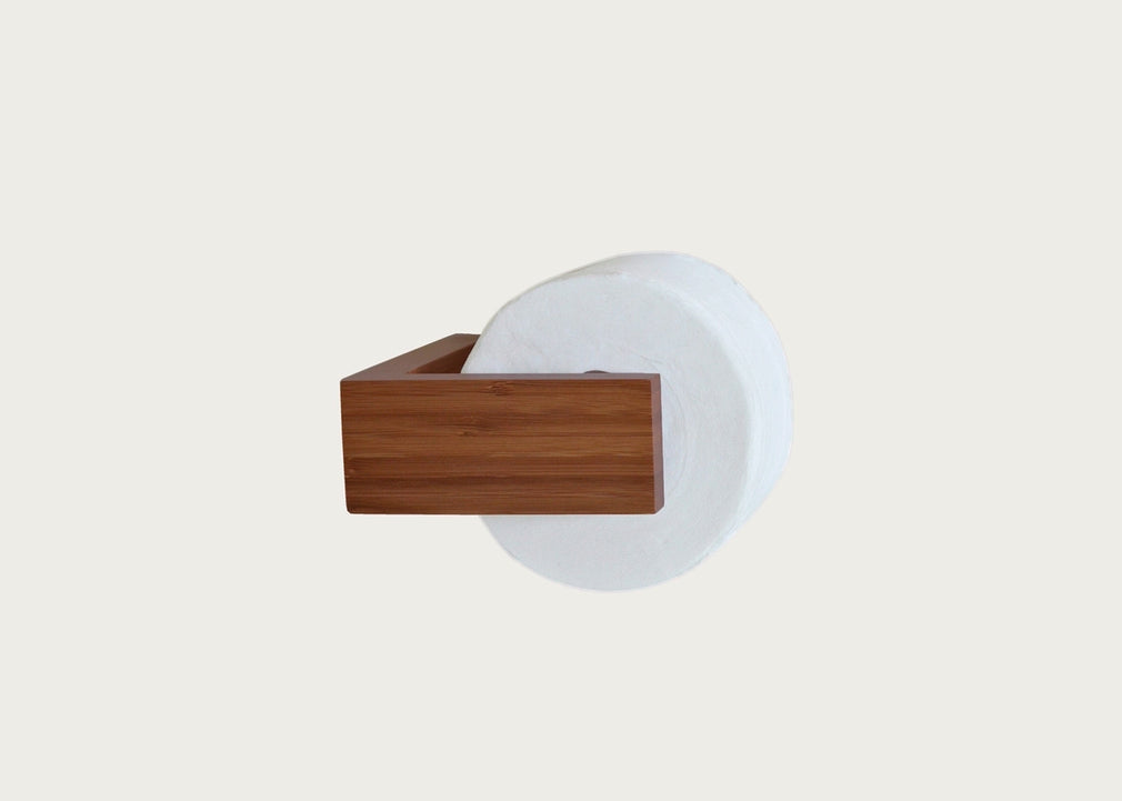 Wood Wall Mounted Toilet Roll Holder Bamboo