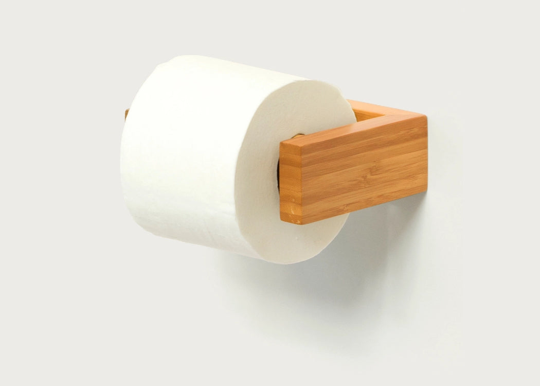 Wood Wall Mounted Toilet Roll Holder Bamboo