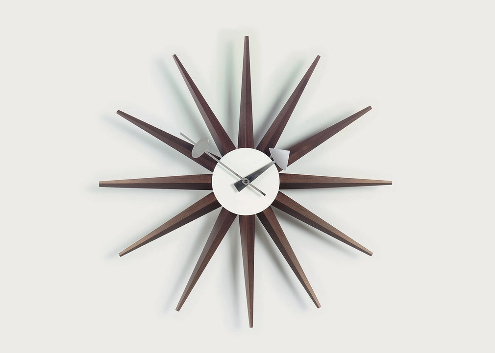 Sunburst Walnut Wall Clock
