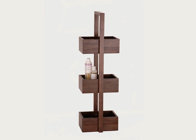Bathroom Storage Stand Wood 3 Tier Dark Oak