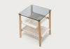 Fawn Side Table Oak & Grey Glass
