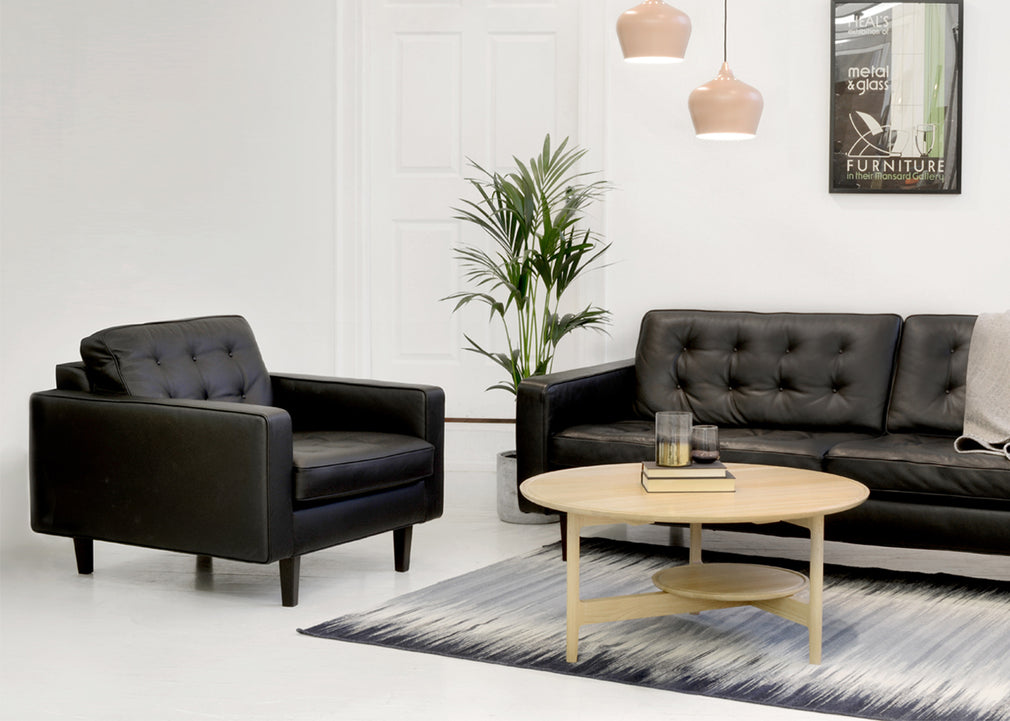 Hepburn Armchair Leather Grain Chocolate 066 / Natural