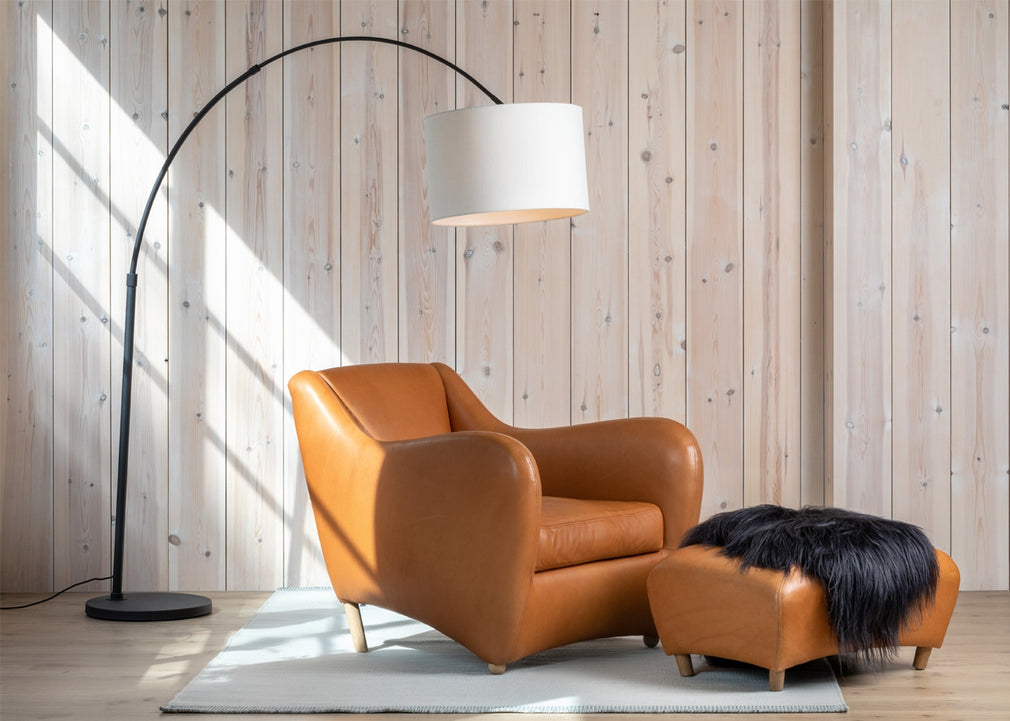 Balzac Armchair & Footstool Utah Leather Russett