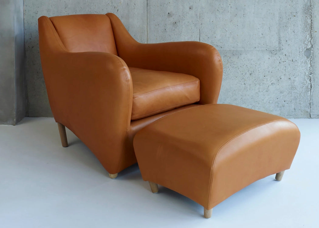 Balzac Armchair & Footstool Utah Leather Russett