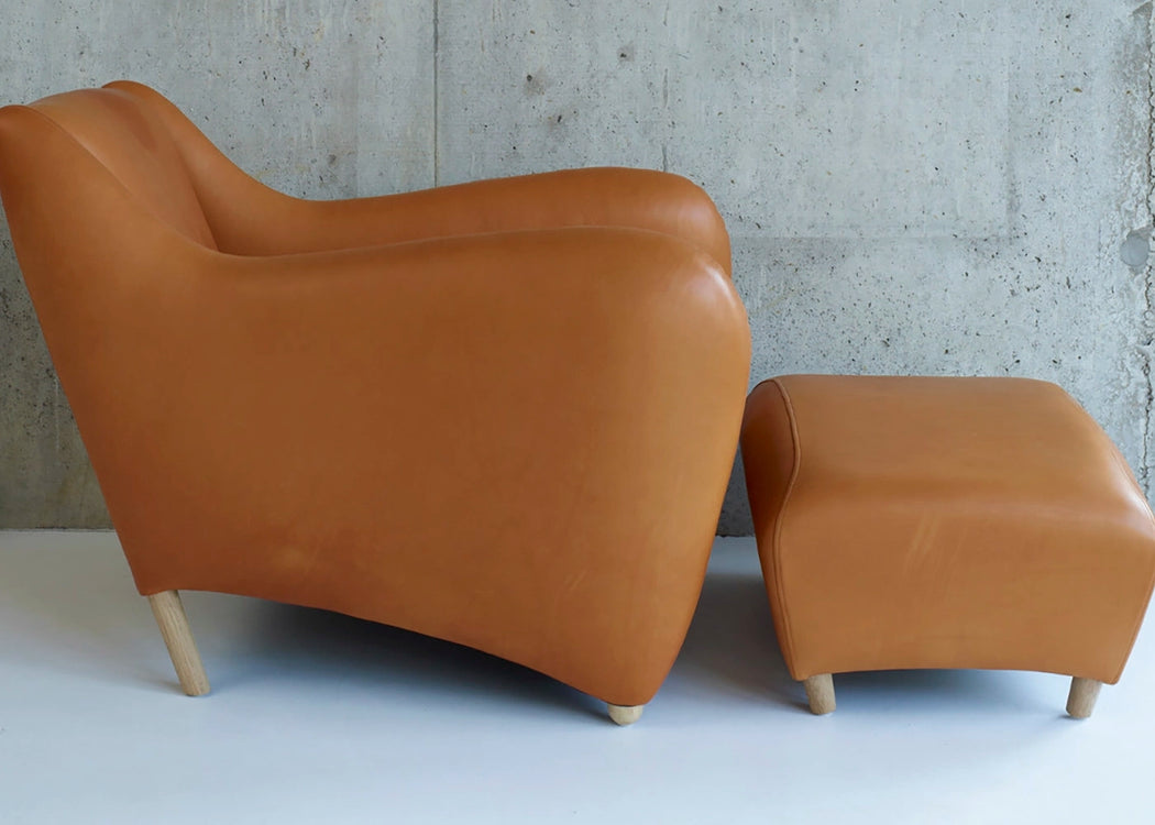 Balzac Footstool Utah Leather Russett