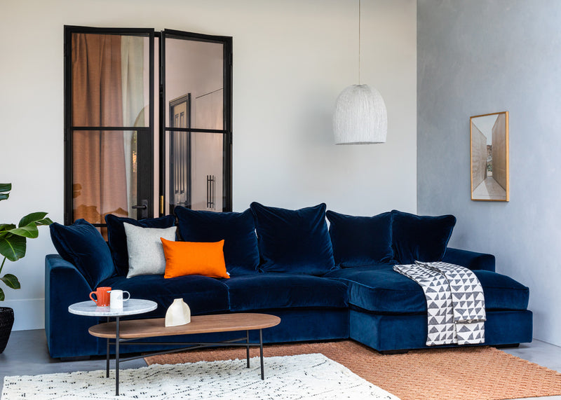 Cumulus Left Hand Facing Corner Sofa Cotton Velvet Midnight
