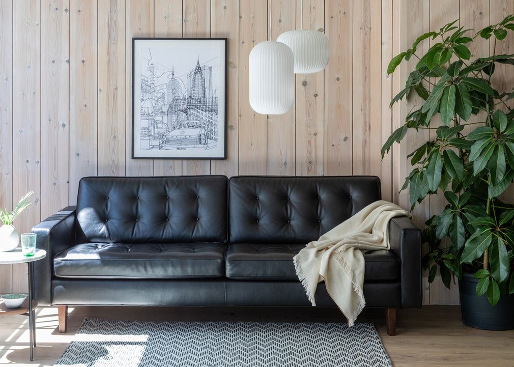 Hepburn 4 Seater Sofa Leather Grain Chocolate 066 / Natural