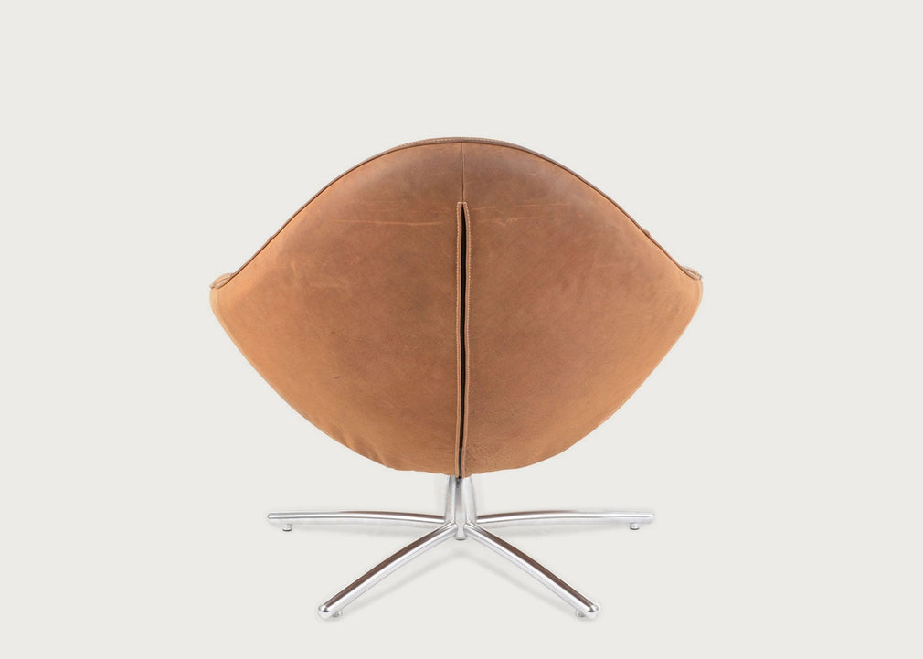 Hidde Swivel Armchair Yak Leather Brown