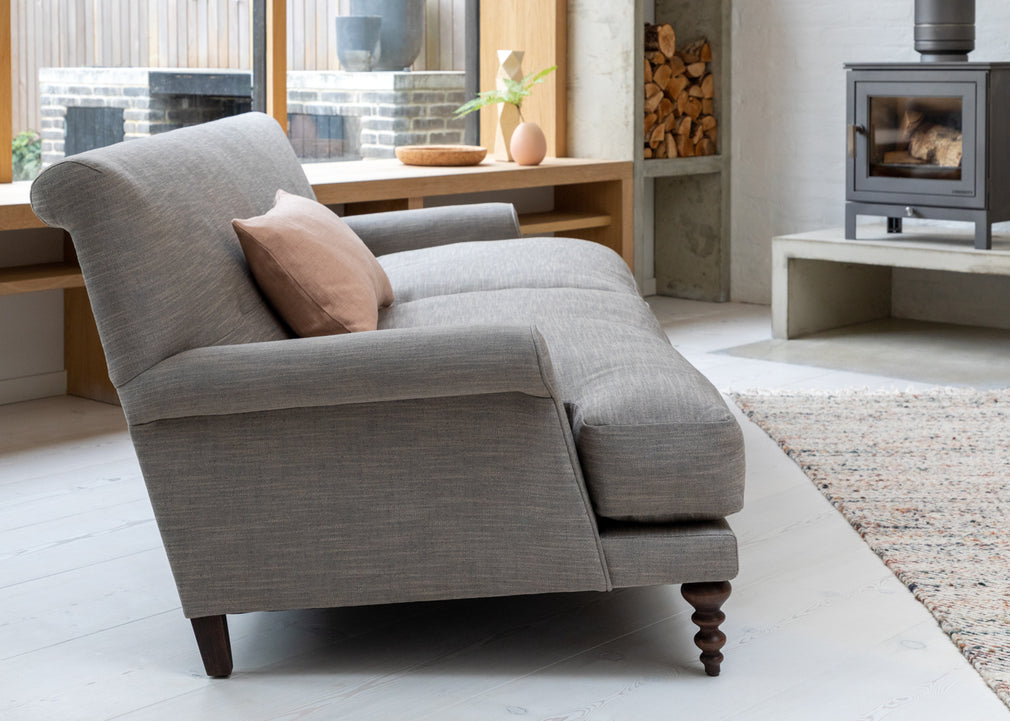 Oscar Formal 2 Seater Sofa Broad Weave Lagoon / Walnut