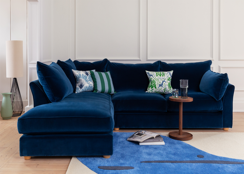 Tailor Right Hand Facing Corner Sofa Cotton Velvet Midnight / Natural