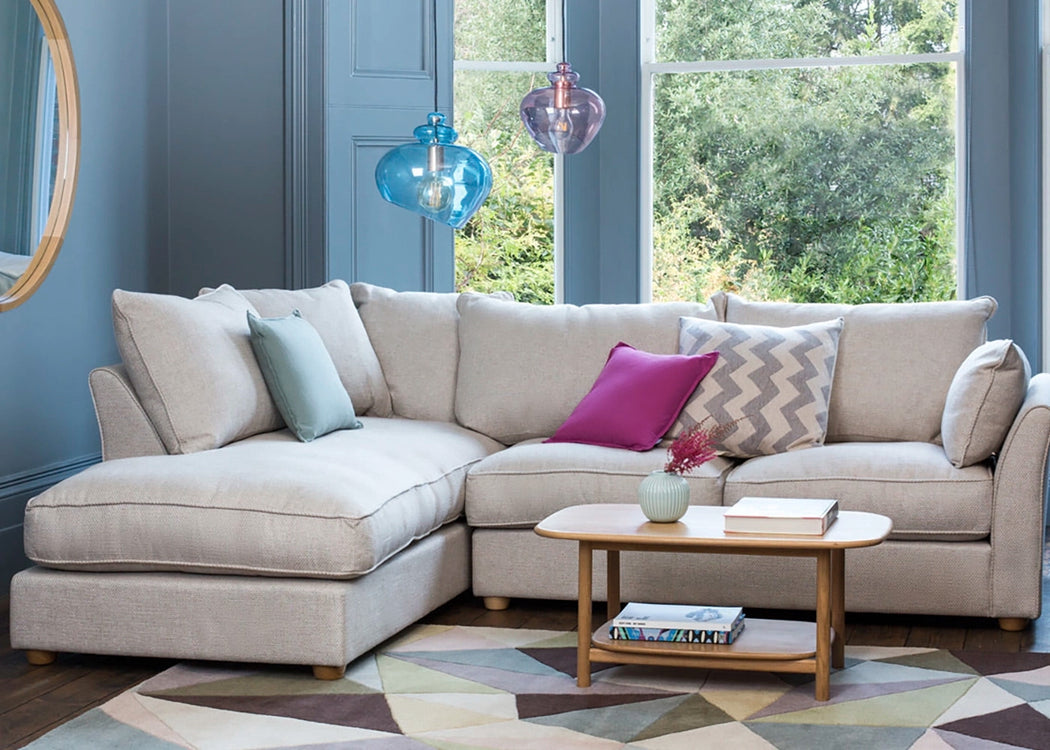Tailor Right Hand Facing Corner Sofa Cotton Velvet Midnight / Natural