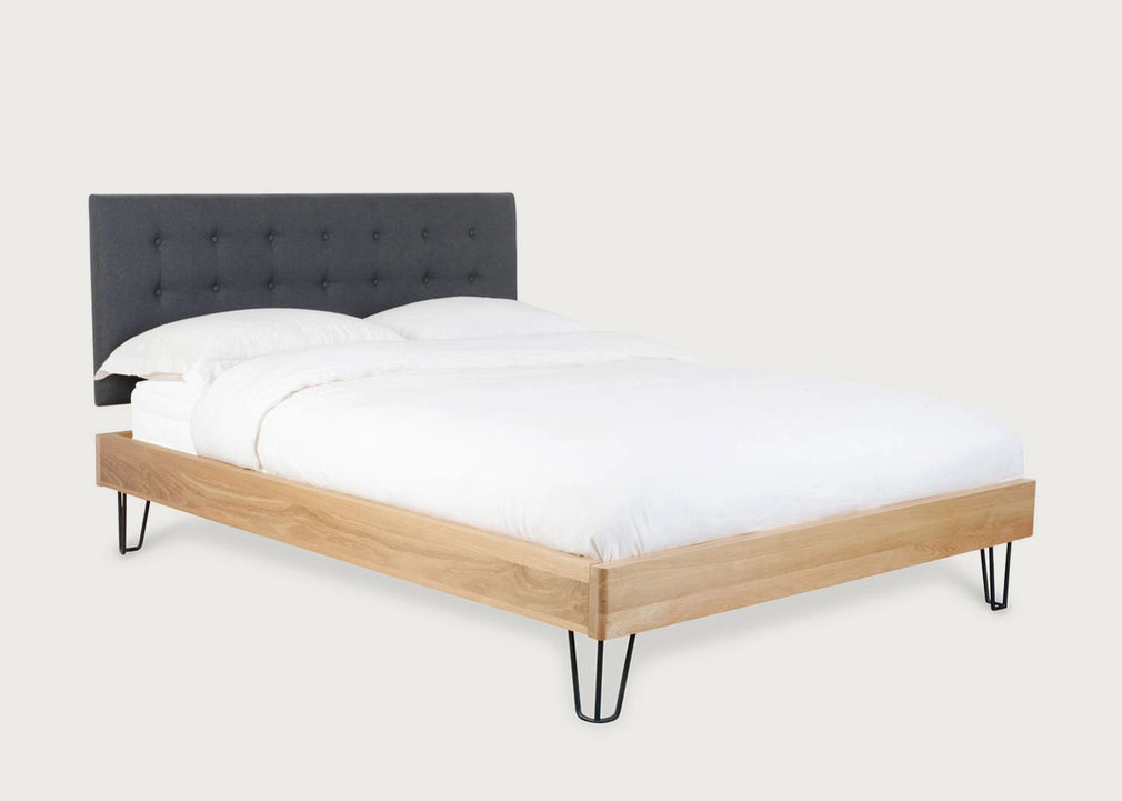 Brunel Bed with Fabric Headboard Smoke Grey Double