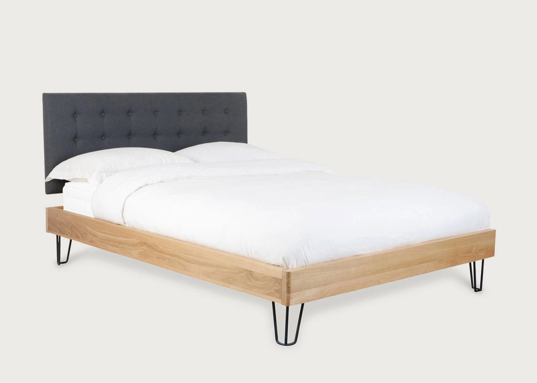 Brunel Bed with Fabric Headboard Smoke Grey Double
