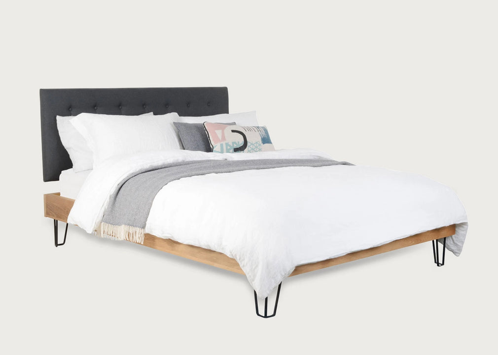 Brunel Bed with Fabric Headboard Smoke Grey Double