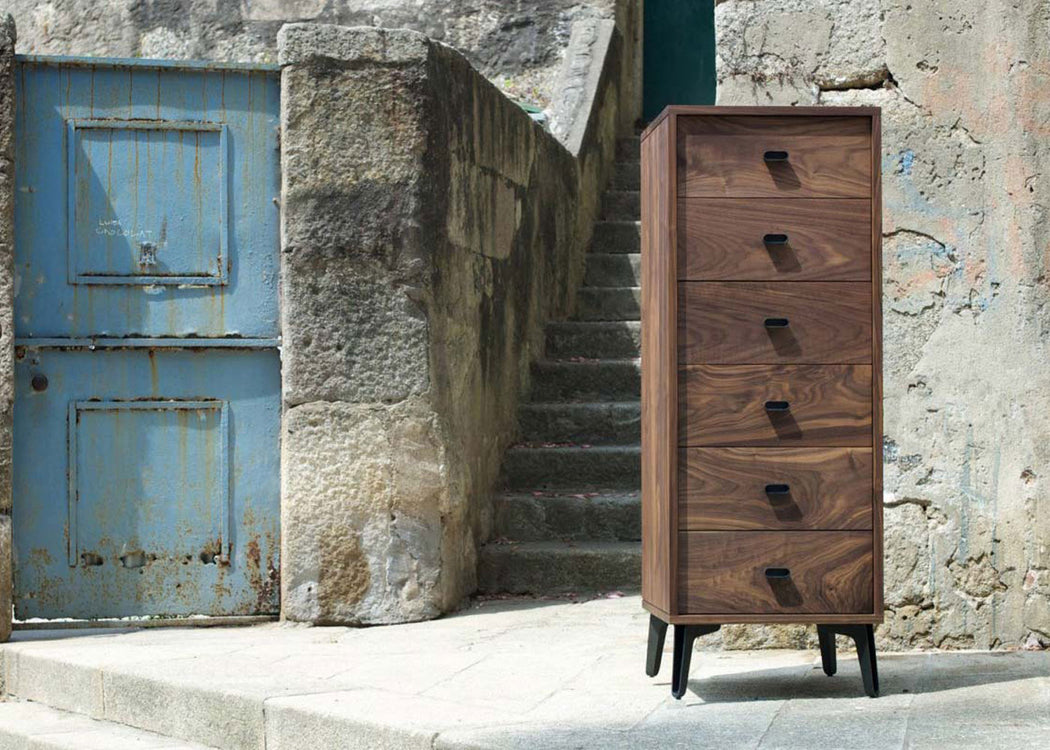 McQueen Tall 6 Drawer Chest Walnut
