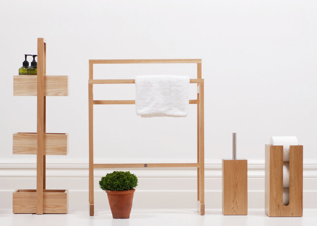 Wooden Freestanding Towel Rail Large Natural Oak