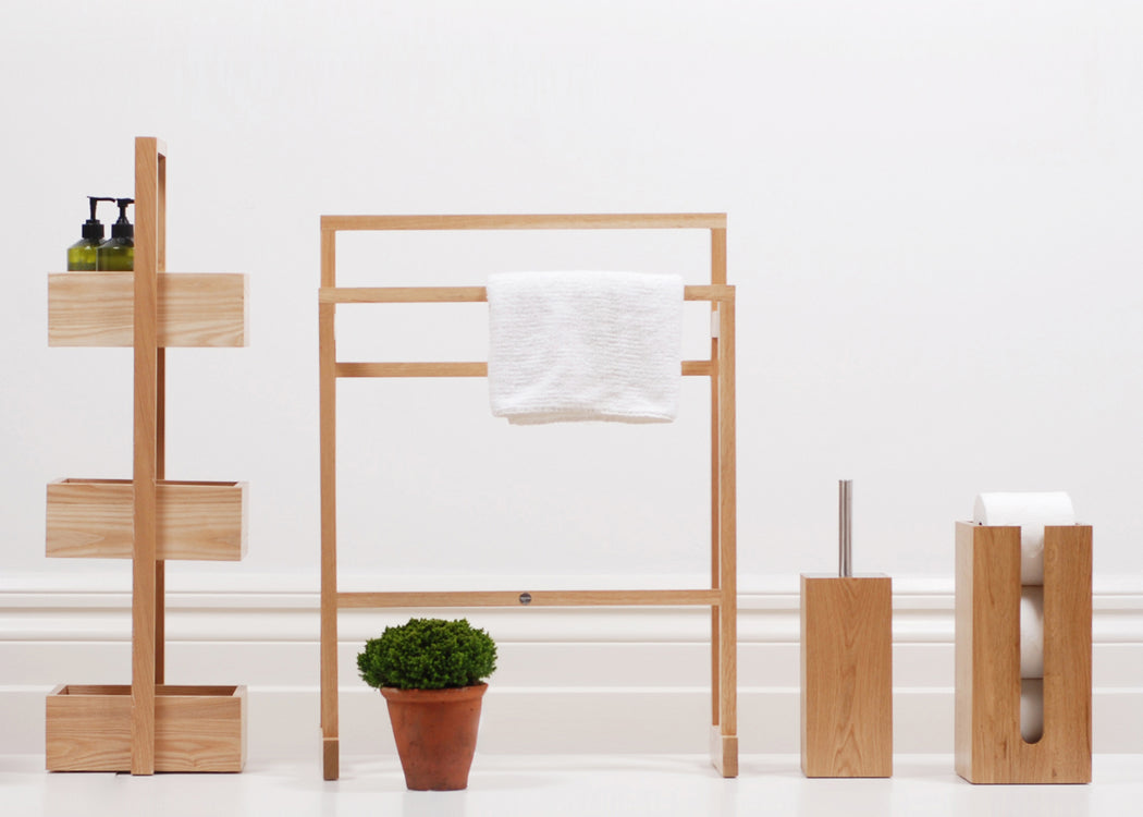 Wooden Freestanding Towel Rail Large Natural Oak