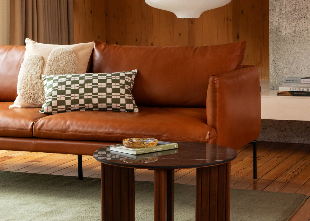 Matera 2 Seater Sofa Daino Leather Elephant / Black
