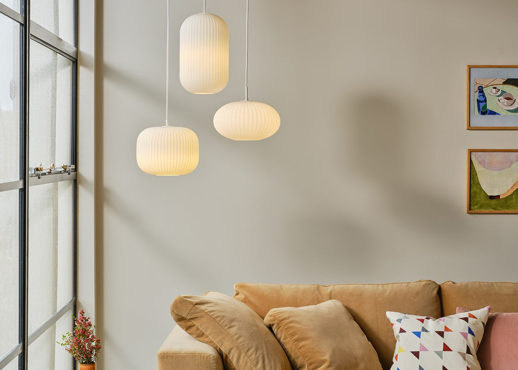 Opal Lantern Pendant White / Tall