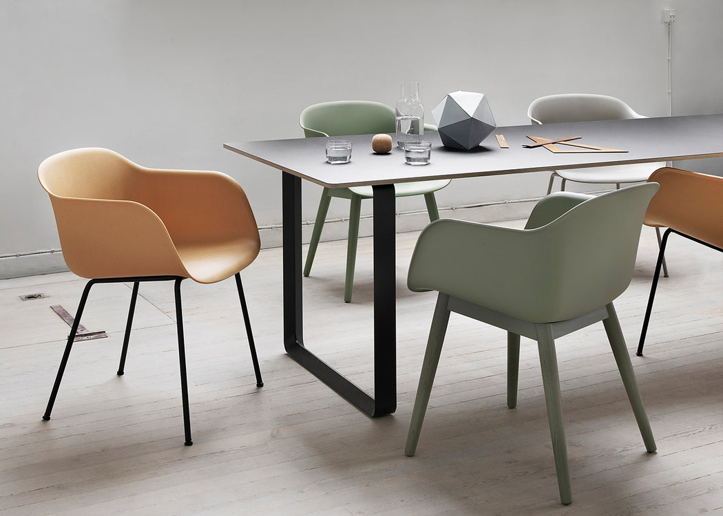 Fiber Armchair Wood Base Black