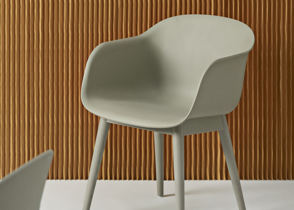 Fiber Armchair Wood Base Black