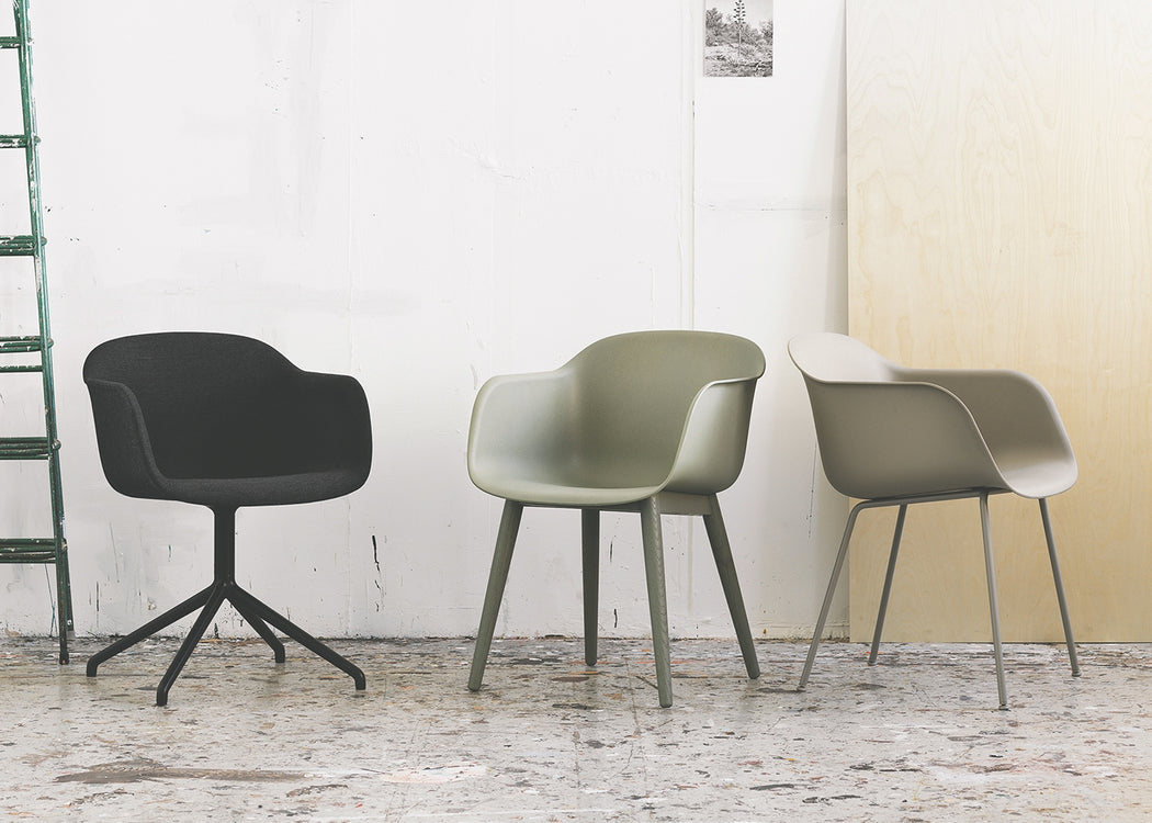 Fiber Armchair Wood Base Black
