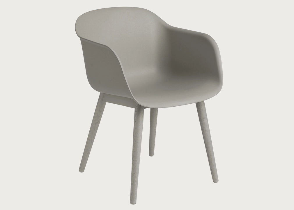 Fiber Armchair Wood Base Black
