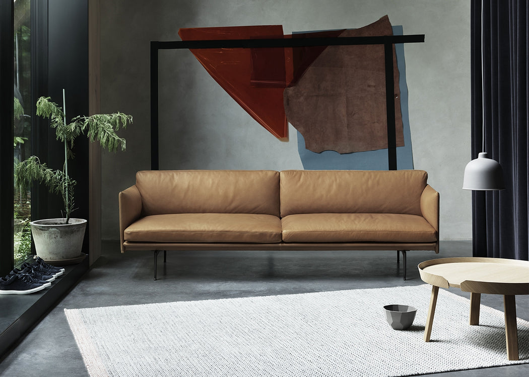 Outline 3 Seater Sofa Kvadrat Remix Dark Grey 163 / Black