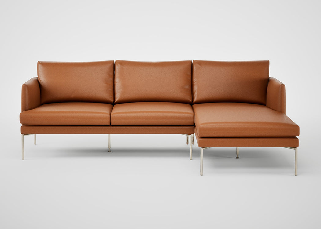 Matera Right Hand Facing Chaise Sofa Daino Leather Elephant / Black