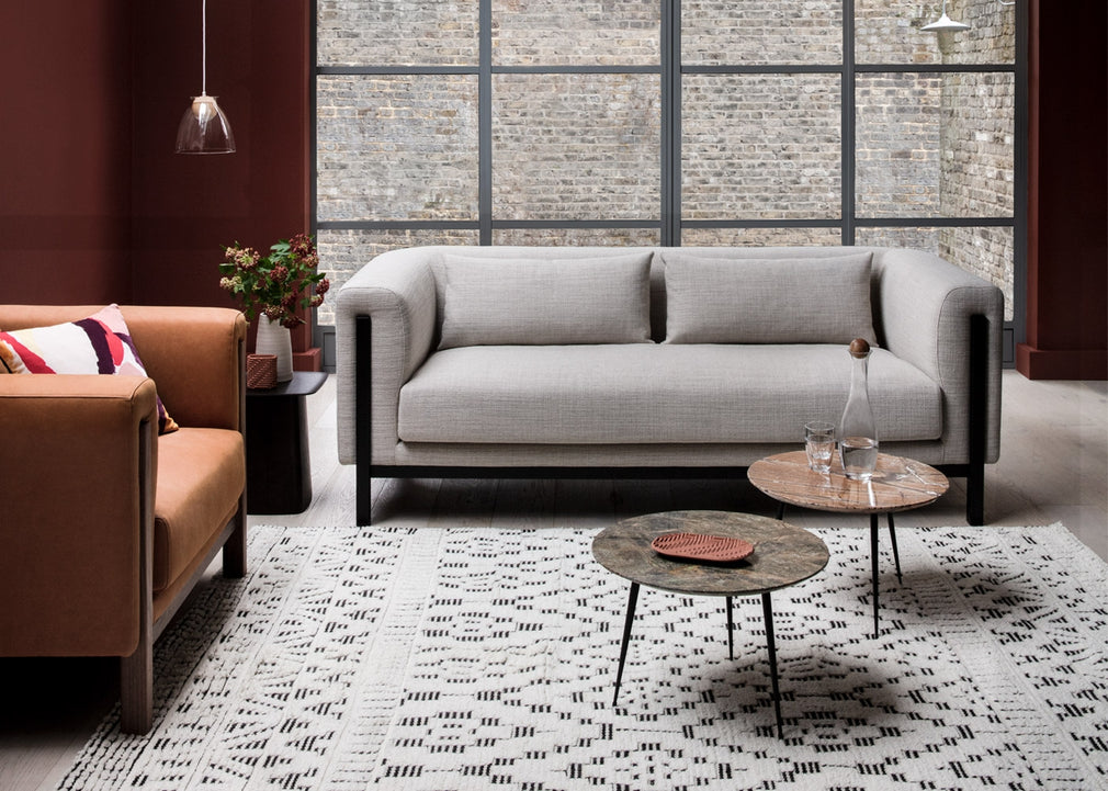 Massimo 3 Seater Sofa Siena Cotton Deep Sea / Black Ash